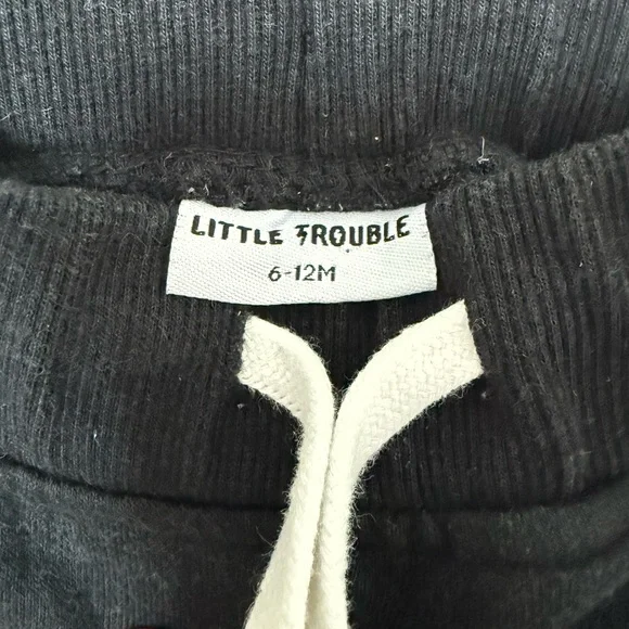Little Trouble Black Checker Side-Stripe Kids Joggers - Picture 3 of 4
